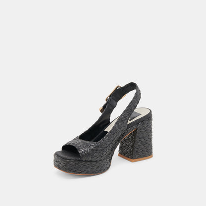 FLORES HEELS ONYX RAFFIA | Dolce Vita