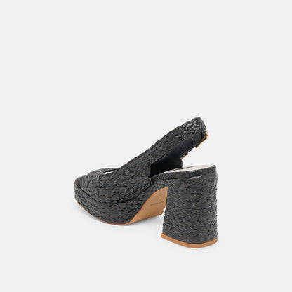 FLORES HEELS ONYX RAFFIA | Dolce Vita