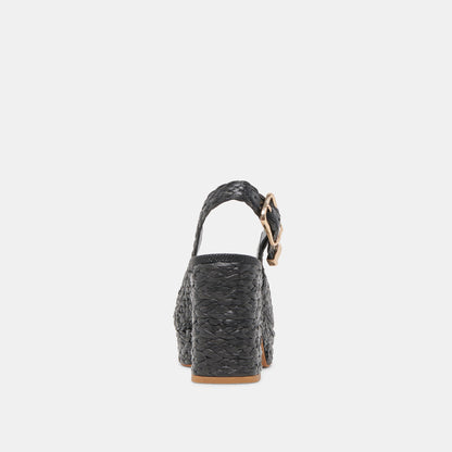 FLORES HEELS ONYX RAFFIA | Dolce Vita