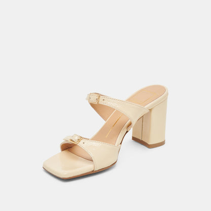 SHANE HEELS LIGHT YELLOW CRINKLE PATENT | Dolce Vita