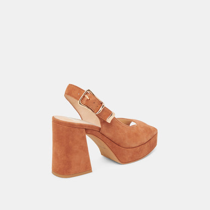 FLORES HEELS CARAMEL SUEDE | Dolce Vita