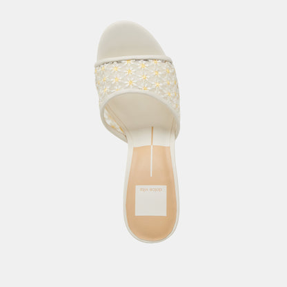 LAVENA FLORAL HEELS WHITE YELLOW FLORAL MESH | Dolce Vita