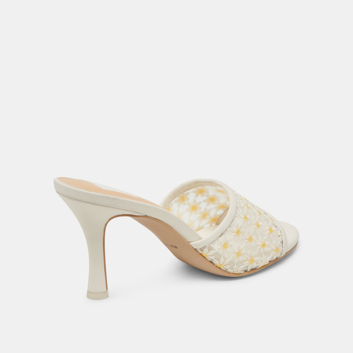 LAVENA FLORAL HEELS WHITE YELLOW FLORAL MESH | Dolce Vita