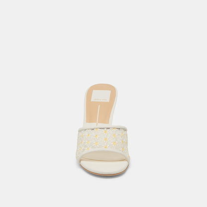LAVENA FLORAL HEELS WHITE YELLOW FLORAL MESH | Dolce Vita