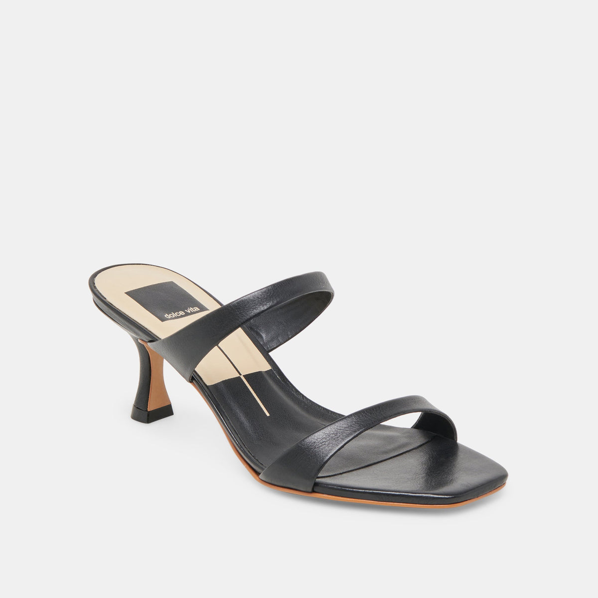 Genora Wide Black Leather Heels | Dolce Vita