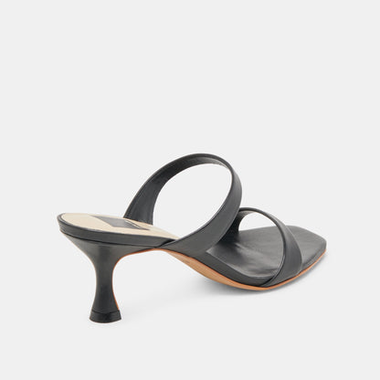 Genora Wide Black Leather Heels | Dolce Vita