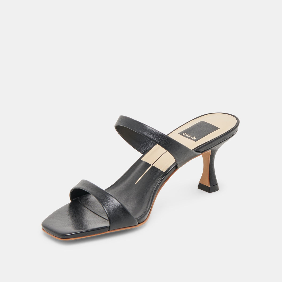 Genora Wide Black Leather Heels | Dolce Vita