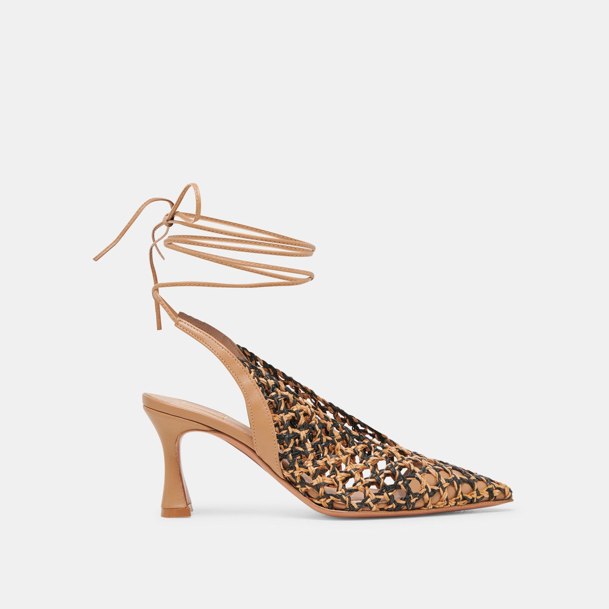 GESICA HEELS BLACK NATURAL WOVEN | Dolce Vita