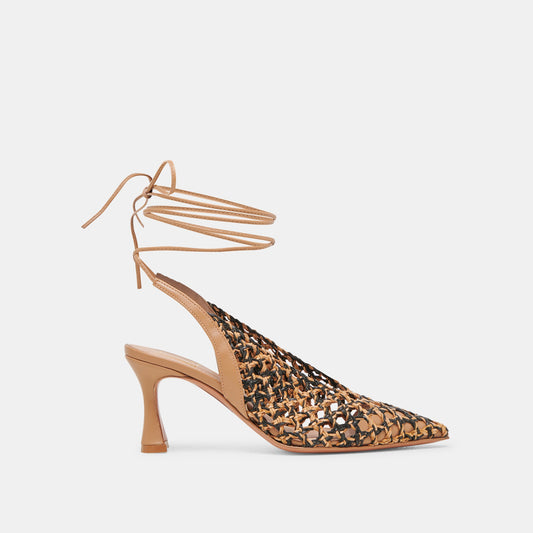 GESICA HEELS BLACK NATURAL WOVEN | Dolce Vita
