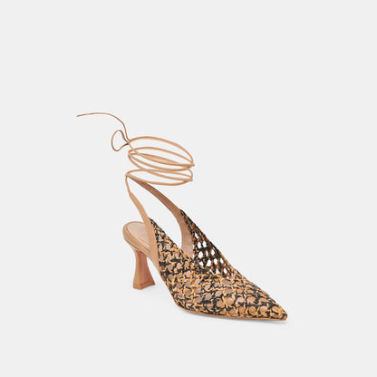 GESICA HEELS BLACK NATURAL WOVEN | Dolce Vita