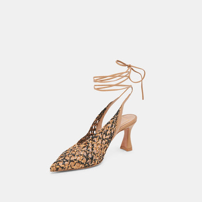 GESICA HEELS BLACK NATURAL WOVEN | Dolce Vita