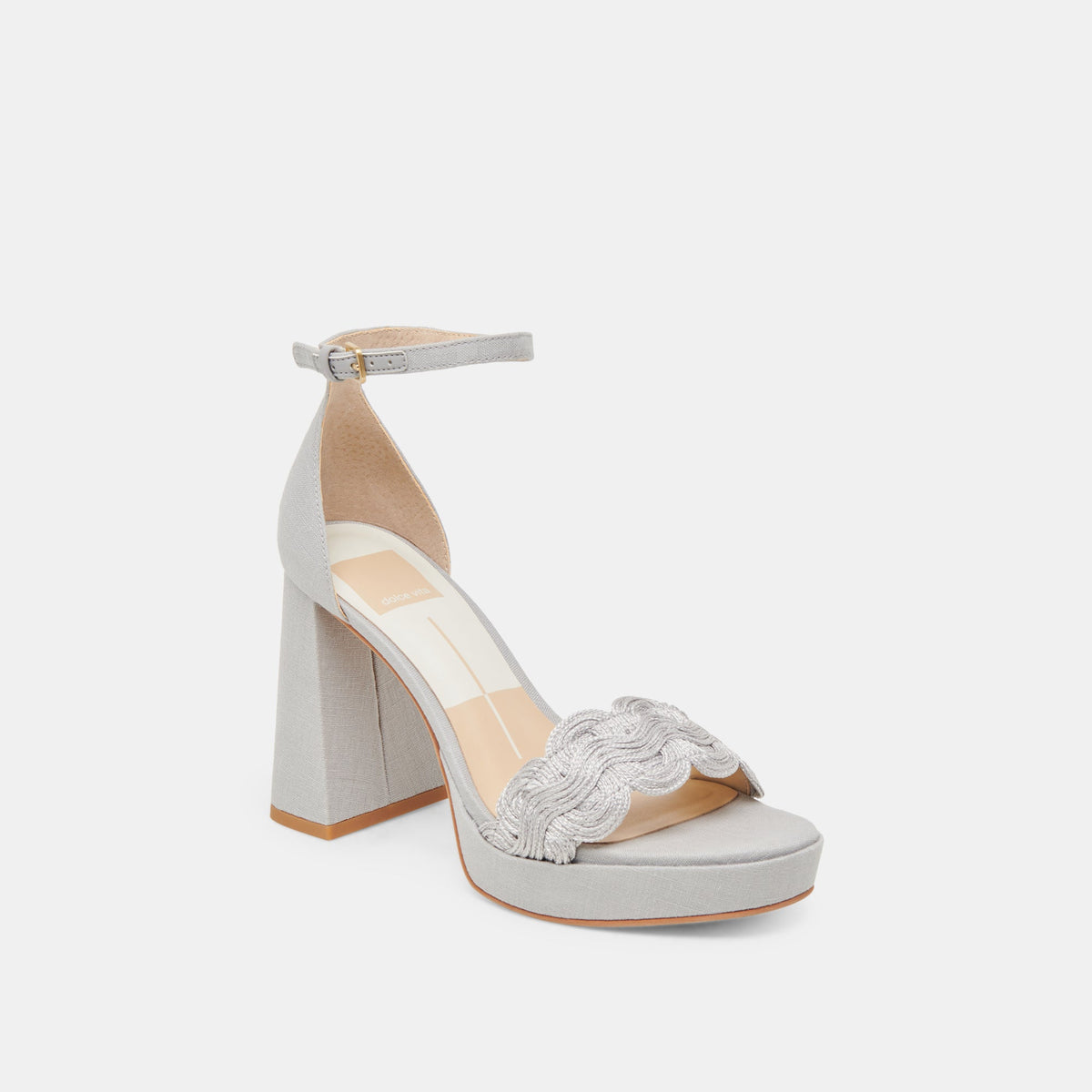 PELTIN HEELS GREY WOVEN RAFFIA | Dolce Vita
