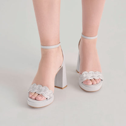 PELTIN HEELS GREY WOVEN RAFFIA | Dolce Vita