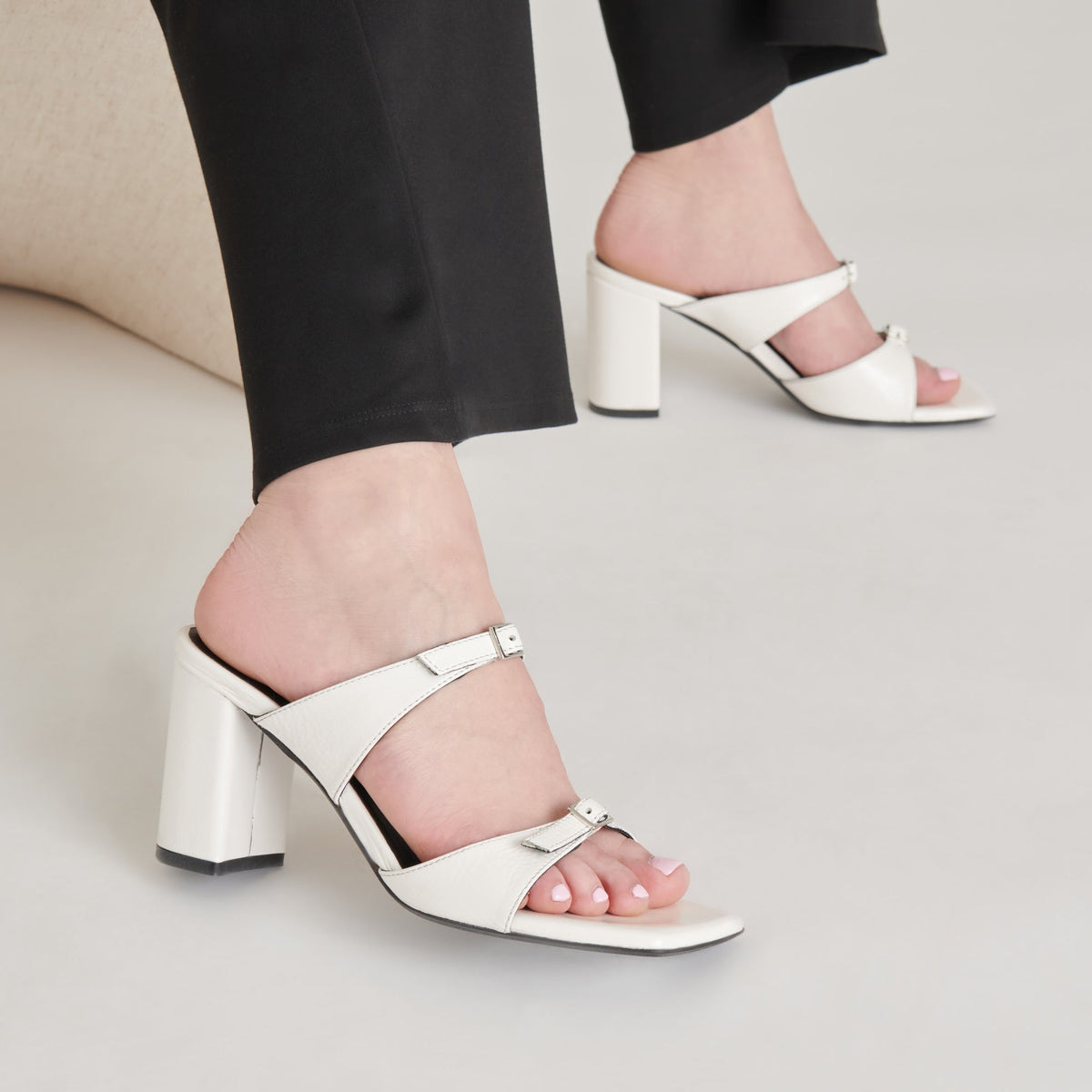 SHANE HEELS OFF WHITE CRINKLE PATENT | Dolce Vita