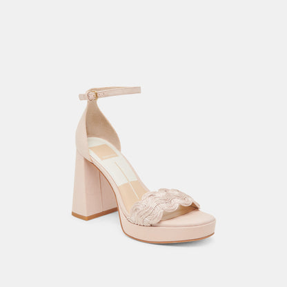 PELTIN HEELS LIGHT PINK WOVEN RAFFIA | Dolce Vita