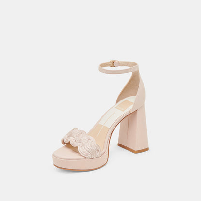 PELTIN HEELS LIGHT PINK WOVEN RAFFIA | Dolce Vita