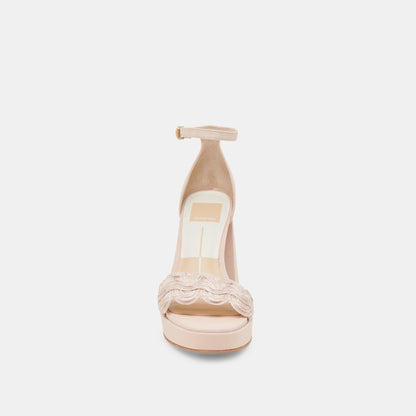 PELTIN HEELS LIGHT PINK WOVEN RAFFIA | Dolce Vita
