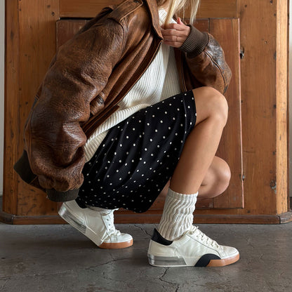 ZINA SNEAKERS WHITE BLACK LEATHER | Dolce Vita