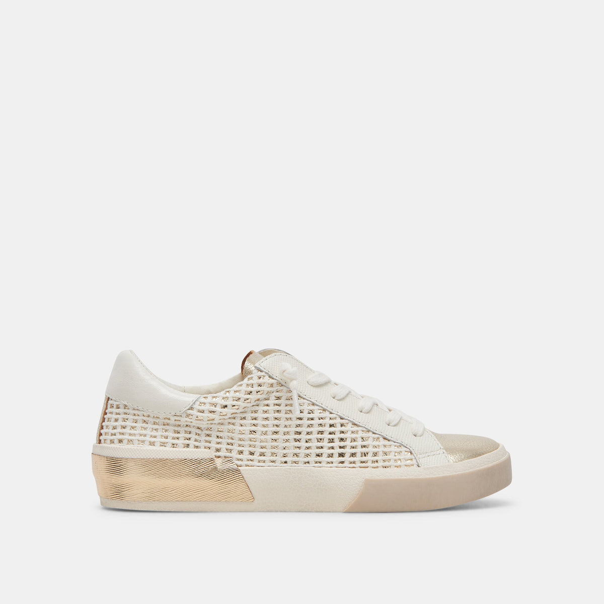 ZINA SNEAKERS BONE GOLD WOVEN | Dolce Vita