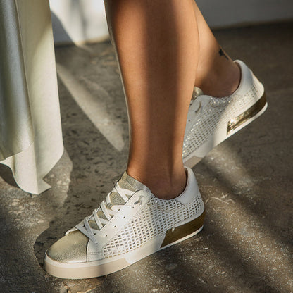 ZINA SNEAKERS BONE GOLD WOVEN | Dolce Vita