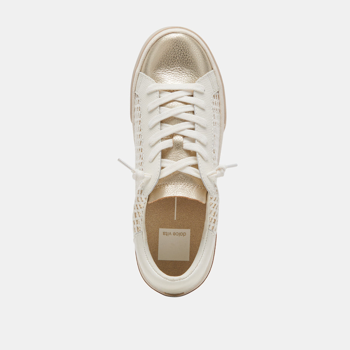 ZINA SNEAKERS BONE GOLD WOVEN | Dolce Vita