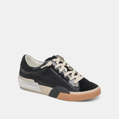 Zina Sneakers Onyx Embossed Leather | Dolce Vita