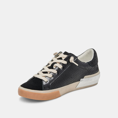 Zina Sneakers Onyx Embossed Leather | Dolce Vita