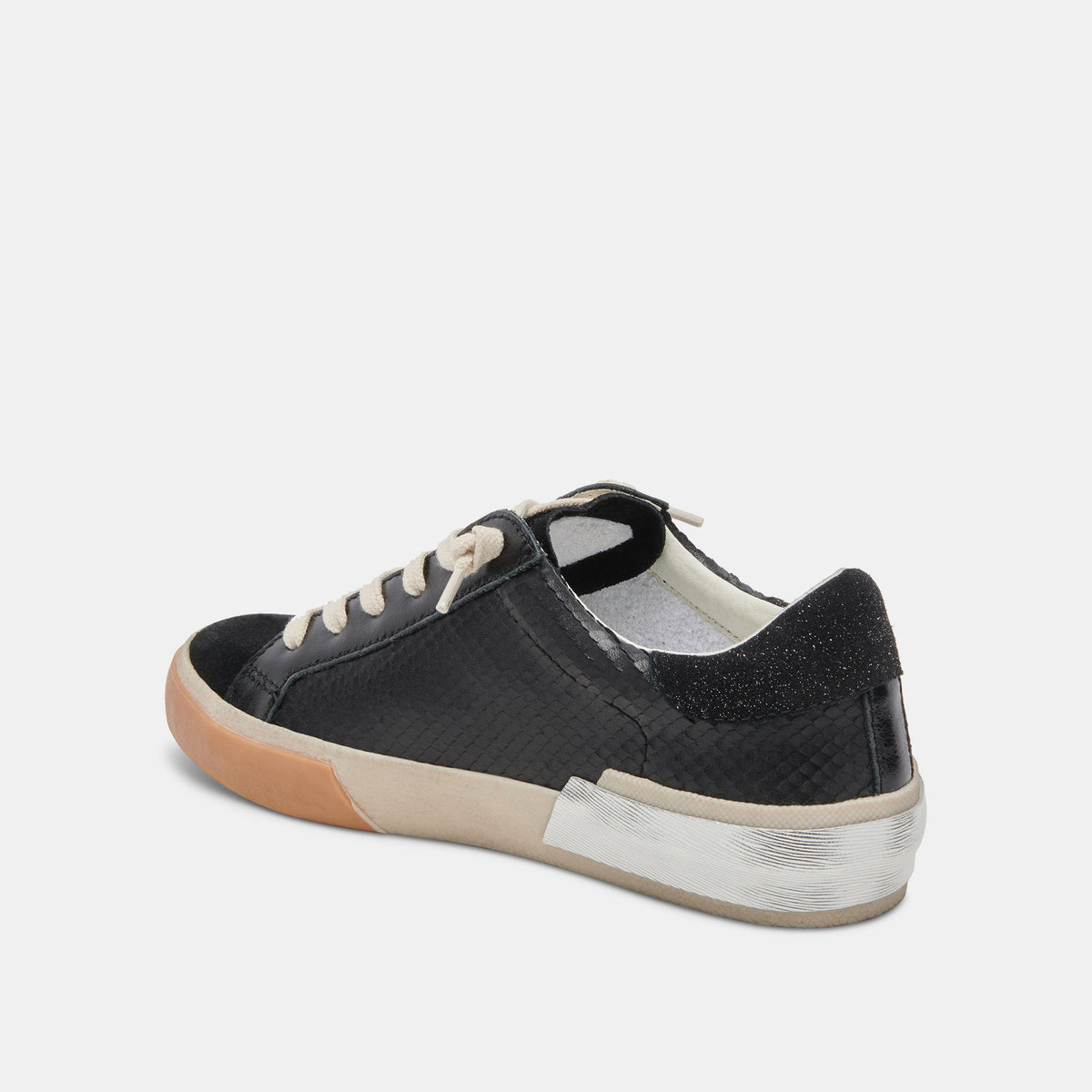 Zina Sneakers Onyx Embossed Leather | Dolce Vita