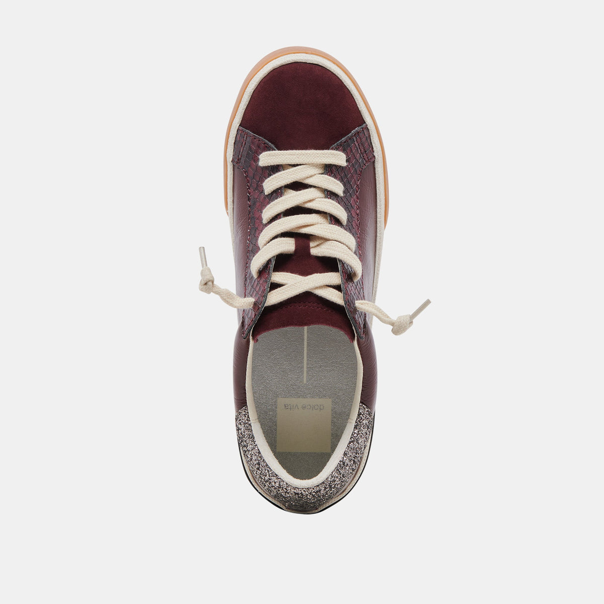 ZINA SNEAKERS BURGUNDY CRINKLE PATENT | Dolce Vita