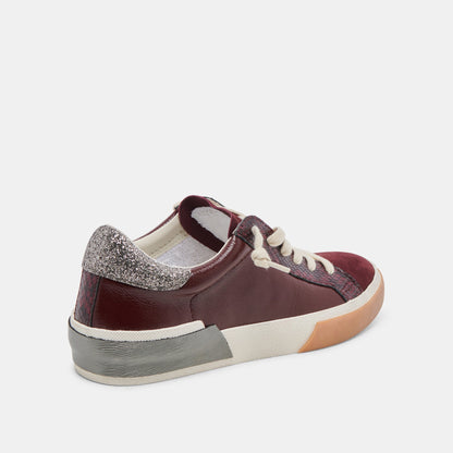 ZINA SNEAKERS BURGUNDY CRINKLE PATENT | Dolce Vita