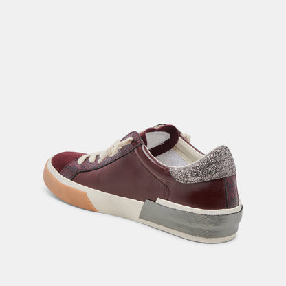 ZINA SNEAKERS BURGUNDY CRINKLE PATENT | Dolce Vita