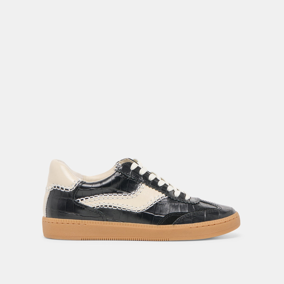 NOTICE STITCH SNEAKERS NOIR CROCO EMBOSSED LEATHER | Dolce Vita