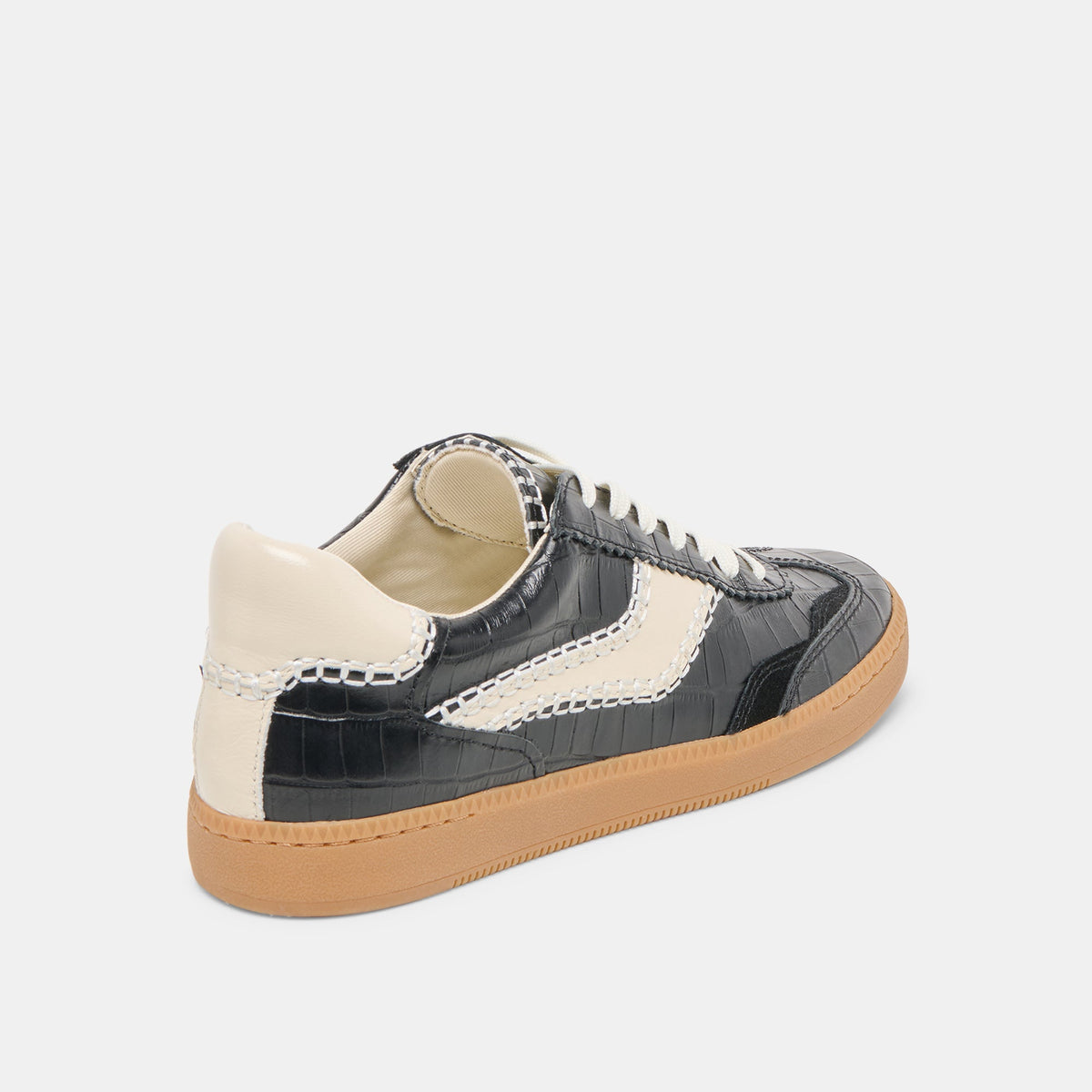 NOTICE STITCH SNEAKERS NOIR CROCO EMBOSSED LEATHER | Dolce Vita