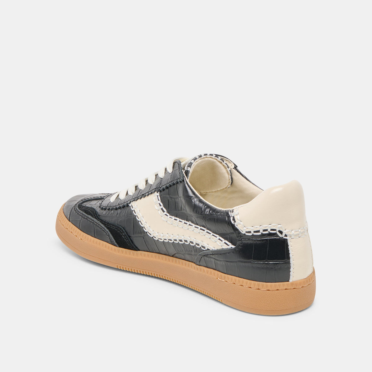 NOTICE STITCH SNEAKERS NOIR CROCO EMBOSSED LEATHER | Dolce Vita
