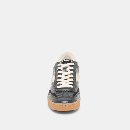 NOTICE STITCH SNEAKERS NOIR CROCO EMBOSSED LEATHER | Dolce Vita