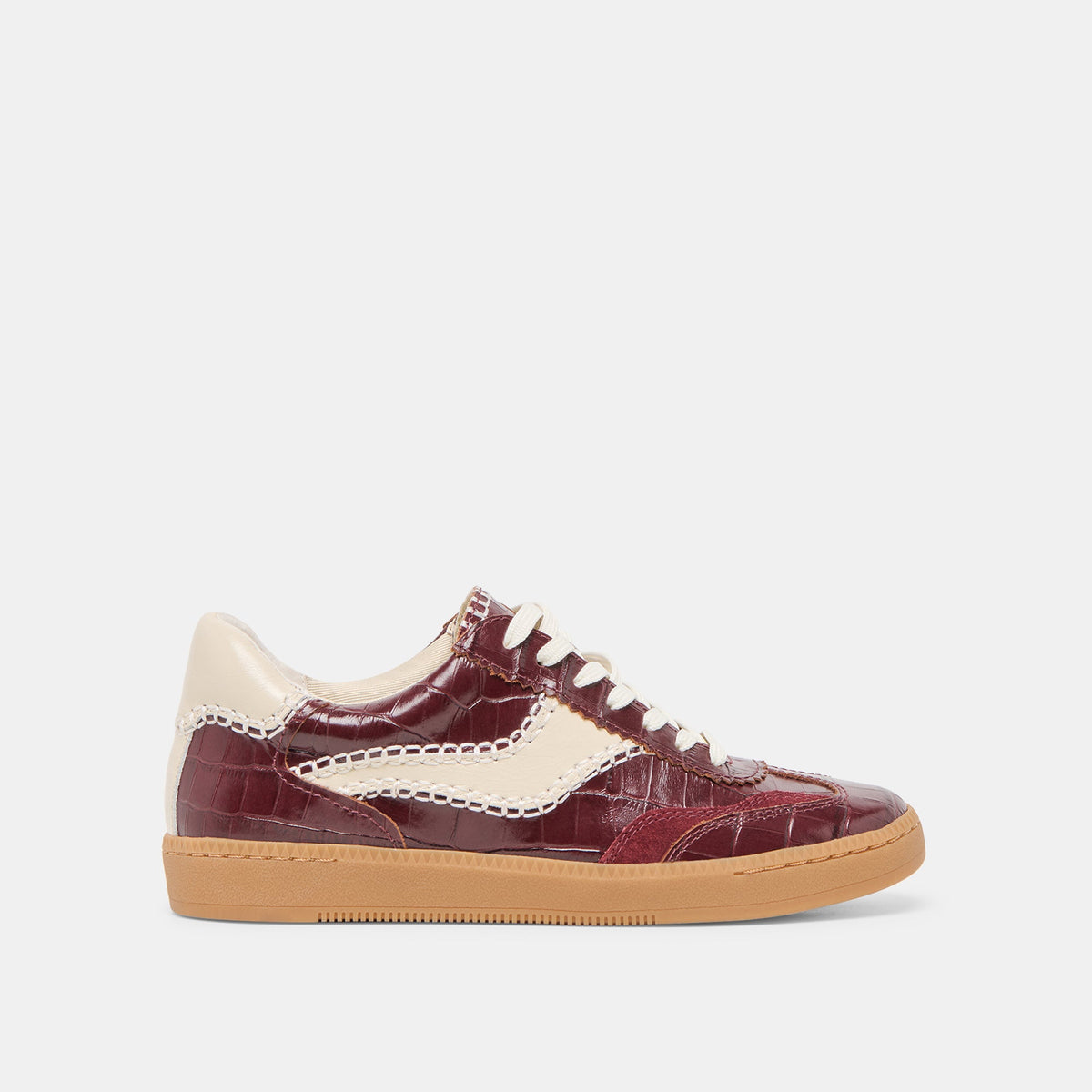 NOTICE STITCH SNEAKERS OXBLOOD CROCO EMBOSSED LEATHER | Dolce Vita