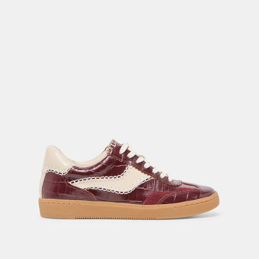 NOTICE STITCH SNEAKERS OXBLOOD CROCO EMBOSSED LEATHER | Dolce Vita