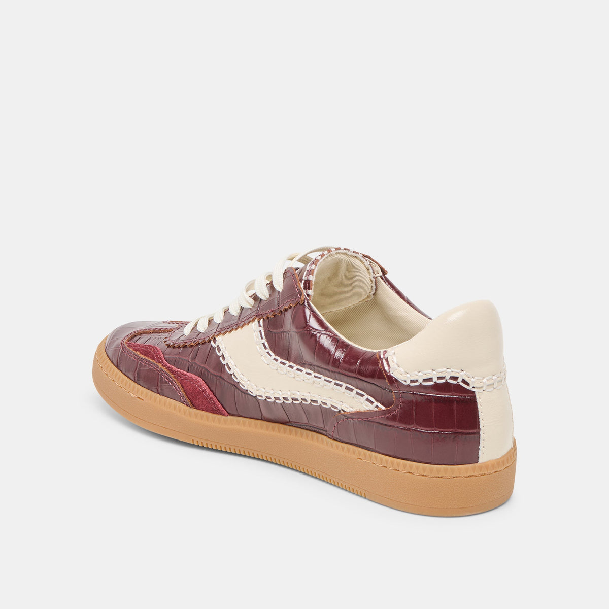 NOTICE STITCH SNEAKERS OXBLOOD CROCO EMBOSSED LEATHER | Dolce Vita