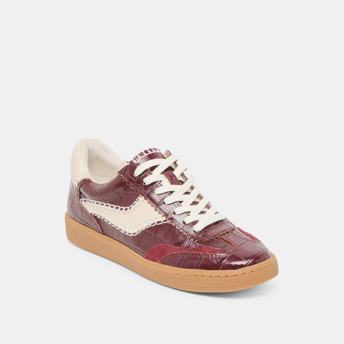 NOTICE STITCH SNEAKERS OXBLOOD CROCO EMBOSSED LEATHER | Dolce Vita