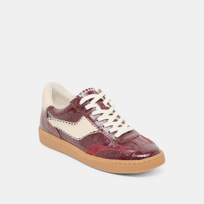 NOTICE STITCH SNEAKERS OXBLOOD CROCO EMBOSSED LEATHER | Dolce Vita