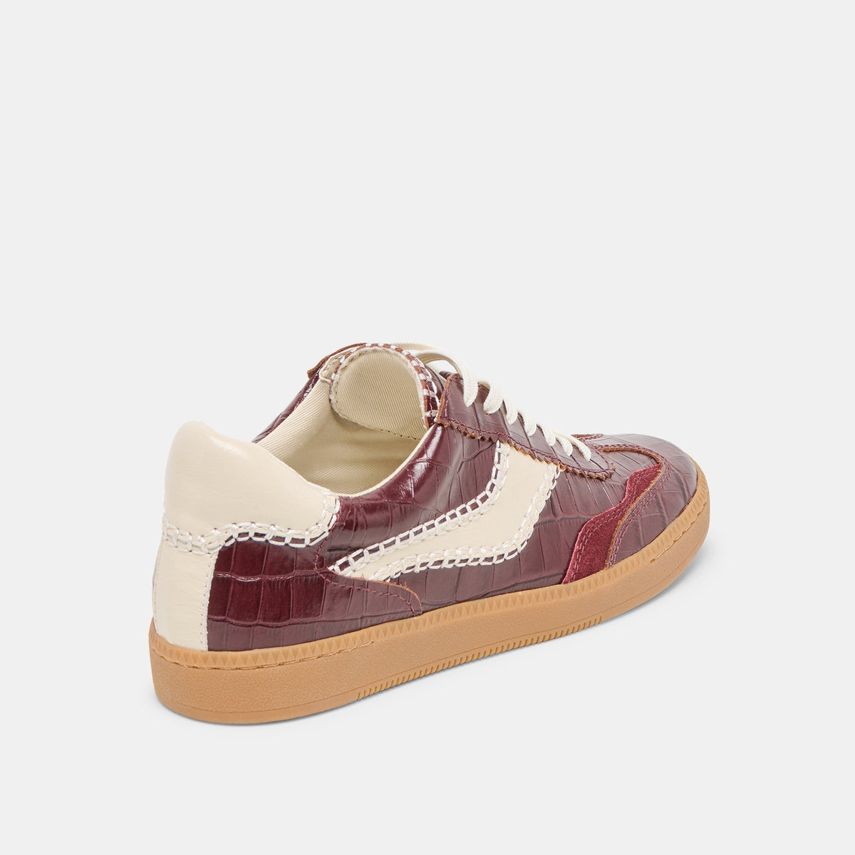 NOTICE STITCH SNEAKERS OXBLOOD CROCO EMBOSSED LEATHER | Dolce Vita