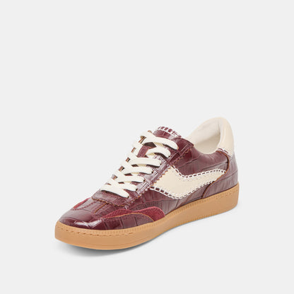 NOTICE STITCH SNEAKERS OXBLOOD CROCO EMBOSSED LEATHER | Dolce Vita