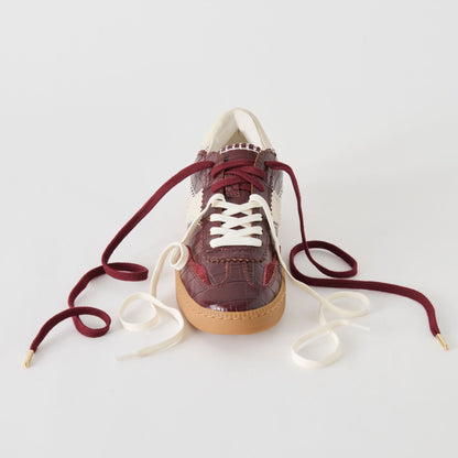 NOTICE STITCH SNEAKERS OXBLOOD CROCO EMBOSSED LEATHER | Dolce Vita