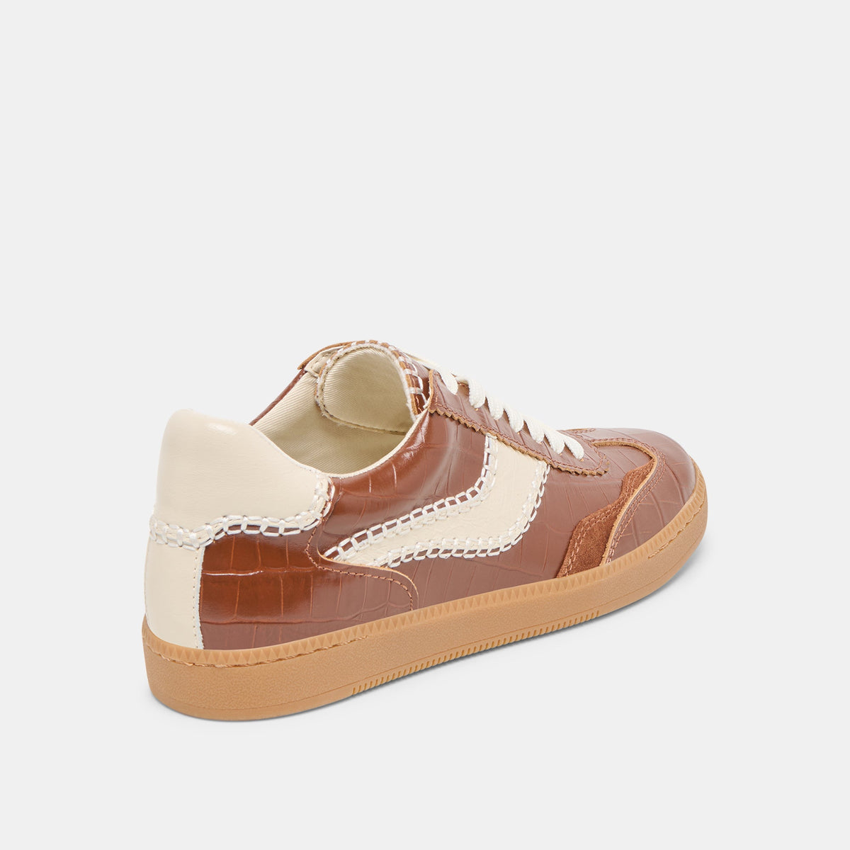 NOTICE STITCH SNEAKERS COGNAC CROCO EMBOSSED LEATHER | Dolce Vita