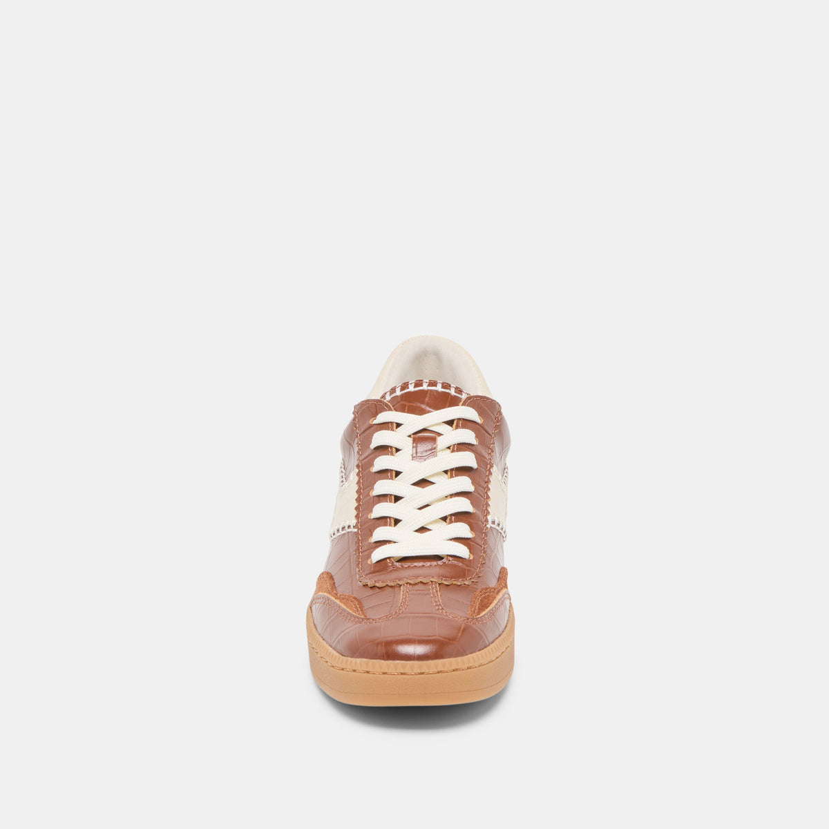 NOTICE STITCH SNEAKERS COGNAC CROCO EMBOSSED LEATHER | Dolce Vita