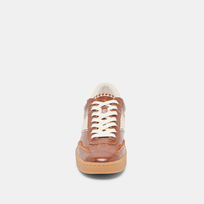 NOTICE STITCH SNEAKERS COGNAC CROCO EMBOSSED LEATHER | Dolce Vita