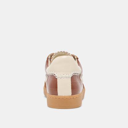 NOTICE STITCH SNEAKERS COGNAC CROCO EMBOSSED LEATHER | Dolce Vita