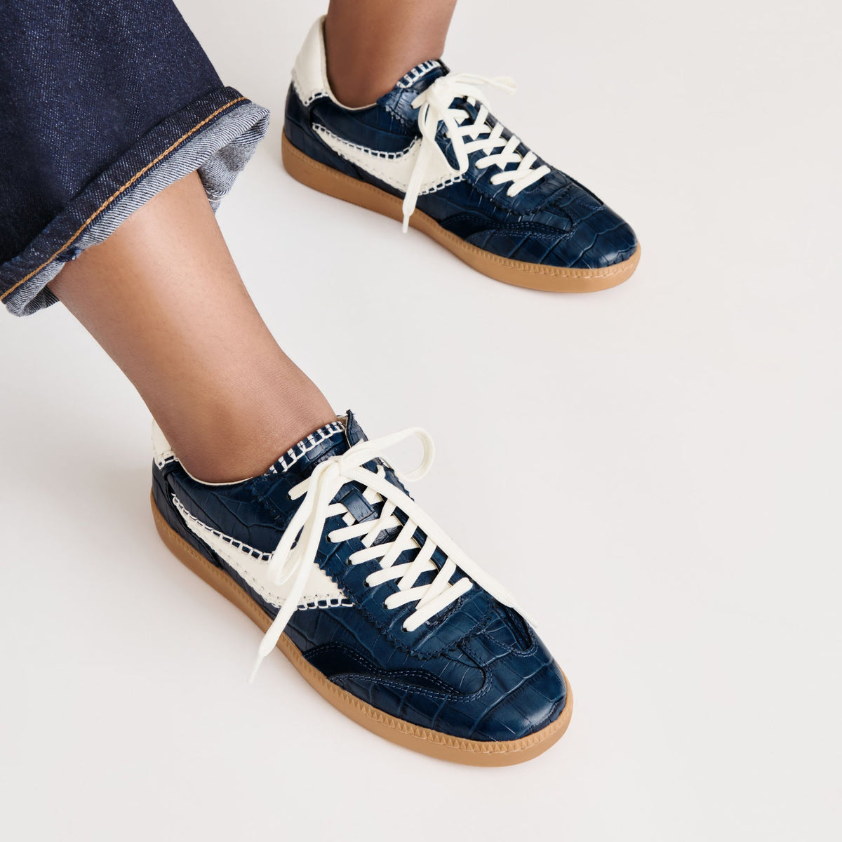 NOTICE STITCH SNEAKERS INK CROCO EMBOSSED LEATHER | Dolce Vita