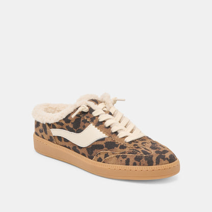 Notice Slide Plush Brown Leopard Printed Suede Sneakers | Dolce Vita