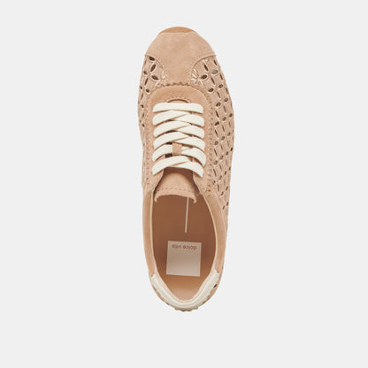 DANIE EYELET PERF SNEAKERS CAMEL SUEDE | Dolce Vita